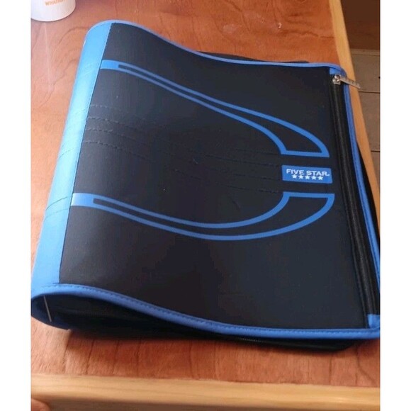 Mead Five Star Black 3 Ring Trapper Keeper Zipper School Binder Blue/Black - Picture 1 of 4